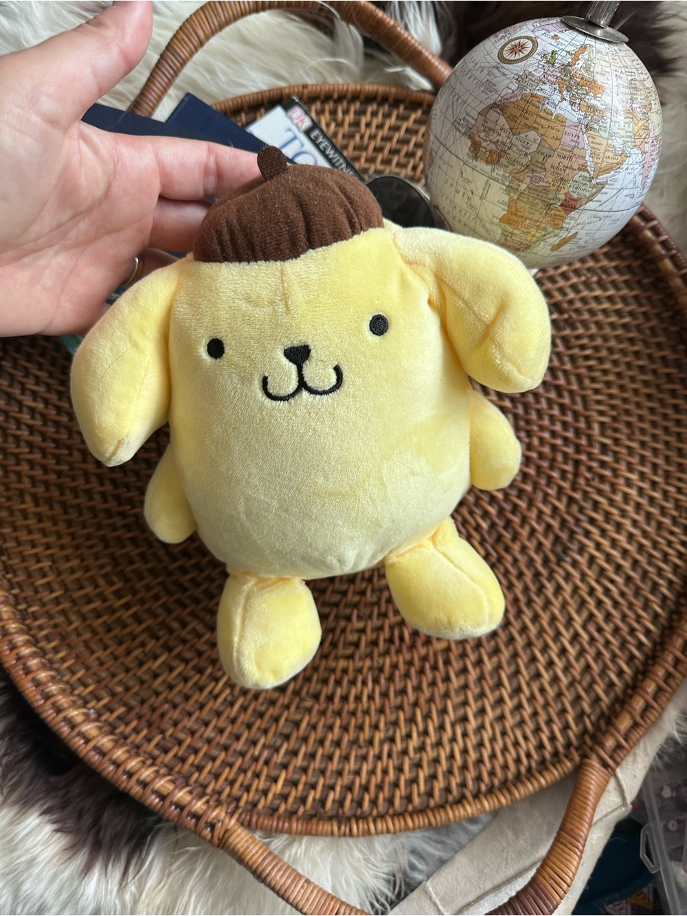 Sanrio Mattel Yellow “Pompompurin” Plushie with Brown Cap Stuffy Lovey